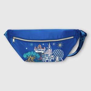 Walt Disney World Theme Parks Blue Embroidered Travel Bag Fanny Pack